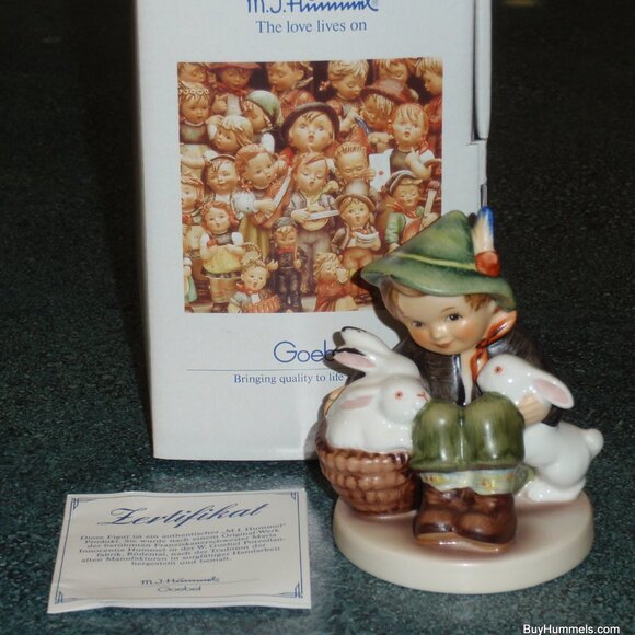 "Playmates" Goebel Hummel Figurine #58 2/0 TMK7 Boy With Bunnies MINT WITH BOX!